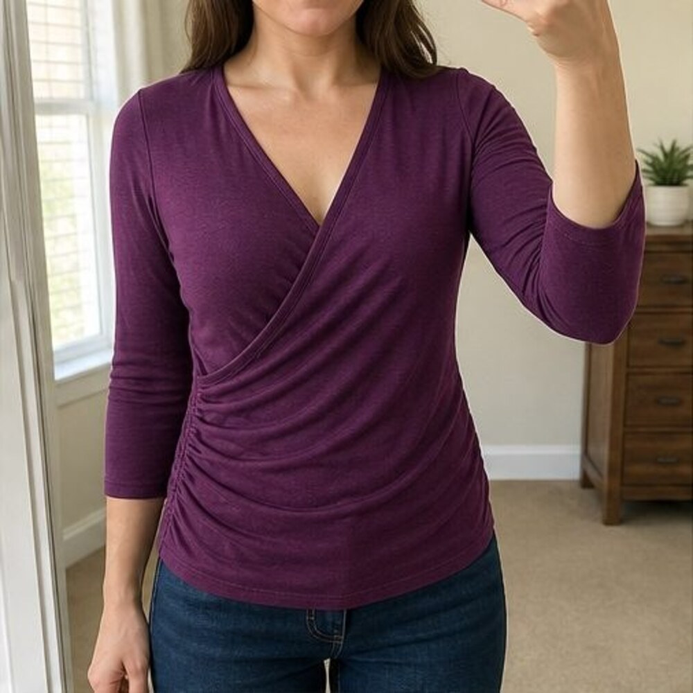 Burgundy Ruffle Blouse - Picture 2 of 6